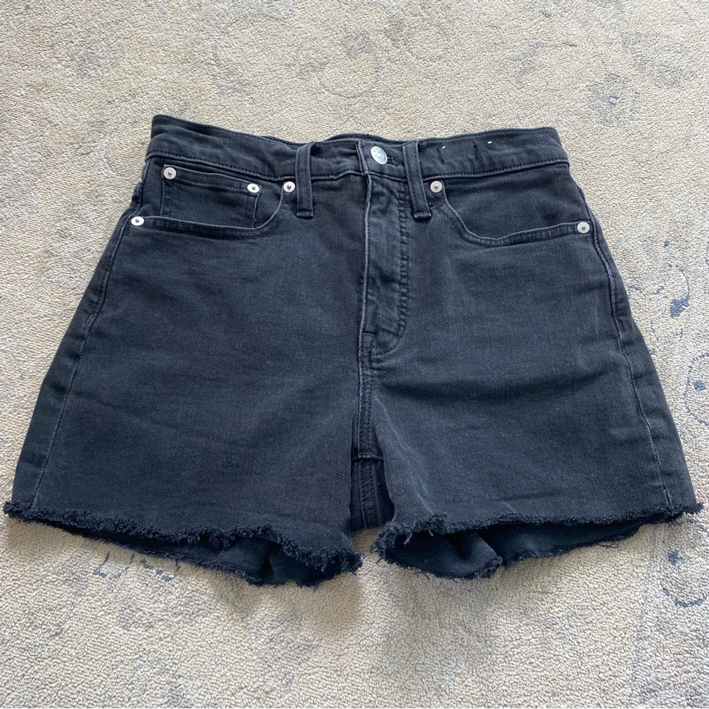 Madewell High Rise Denim Shorts 26 Black Jean Cutoff Cotton Button Zip Fly